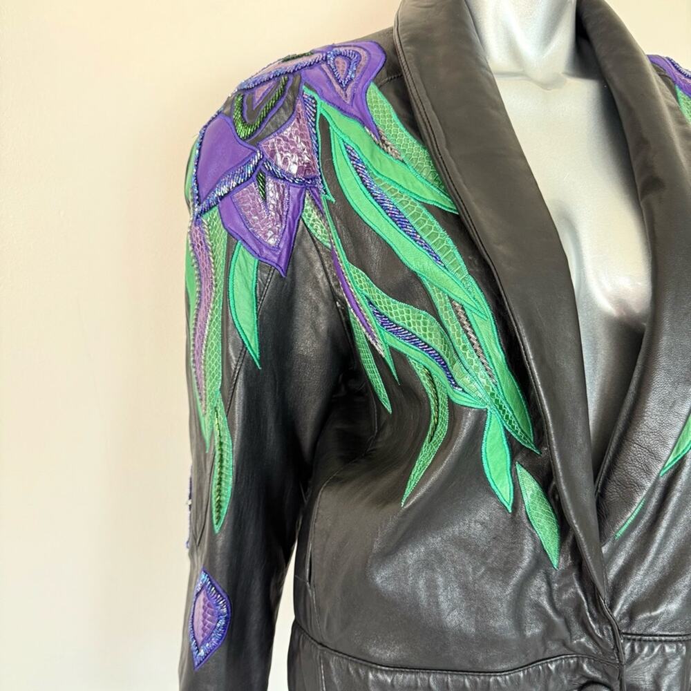 ERES iris flower established leather skin jacket size M - Picture 3 of 11
